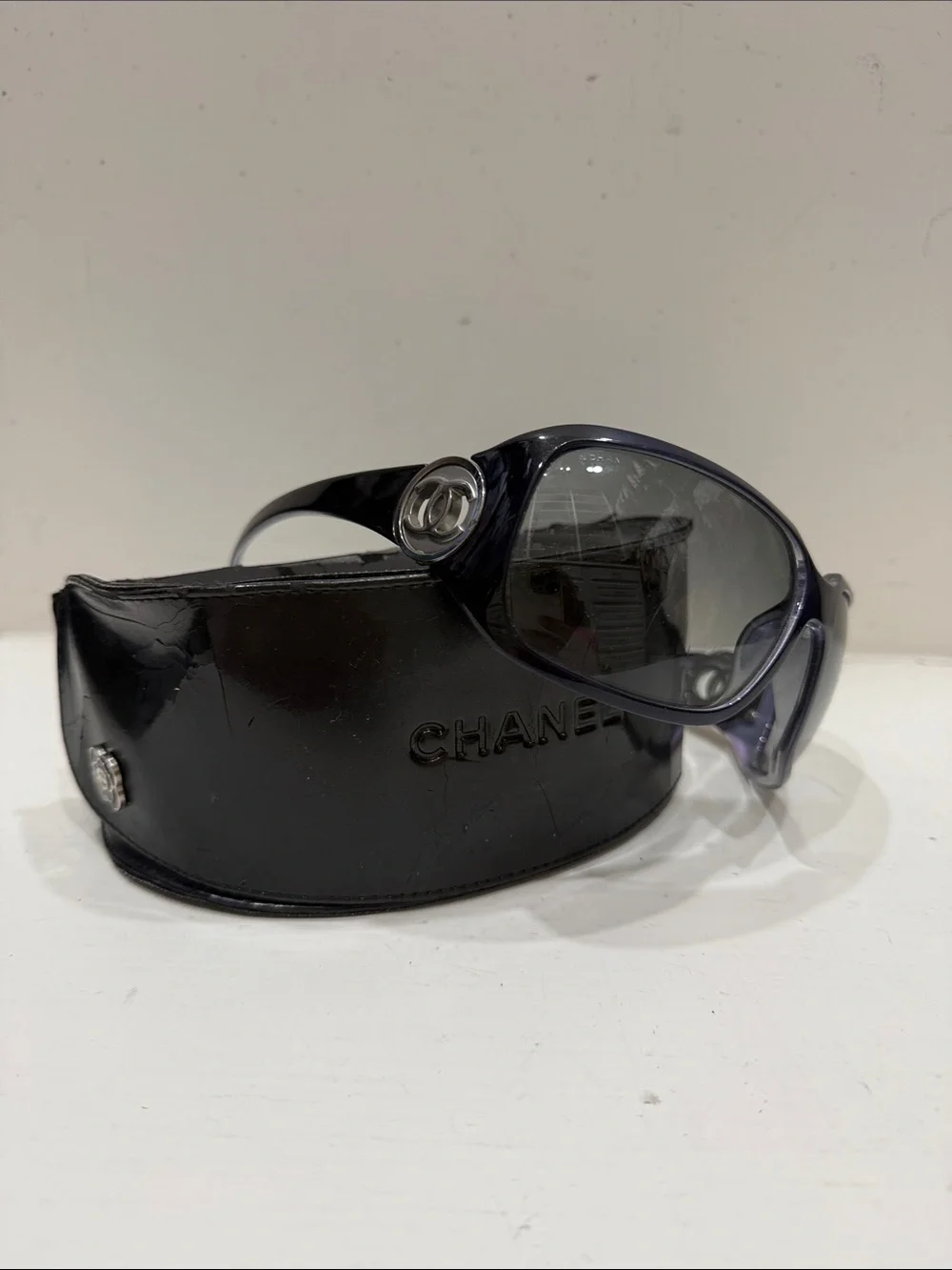 Authentic CHANEL Frame Sunglasses with Silver CC Accent